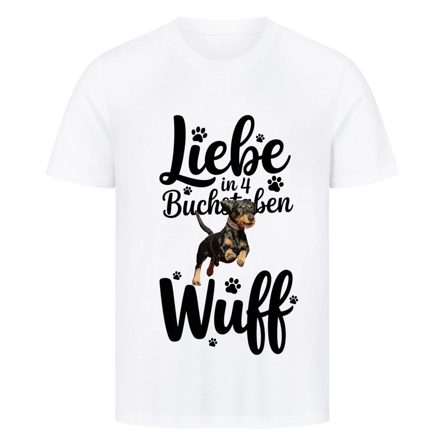 Personalisierbares Hunde T-Shirt "Liebe in 4 Buchstaben"