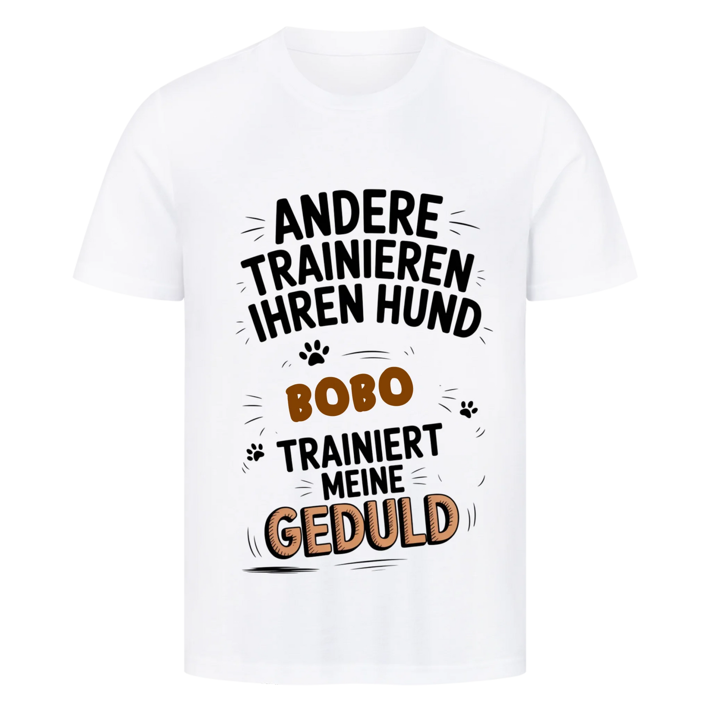 Personalisierbares Hunde T-Shirt "Geduldstrainer"