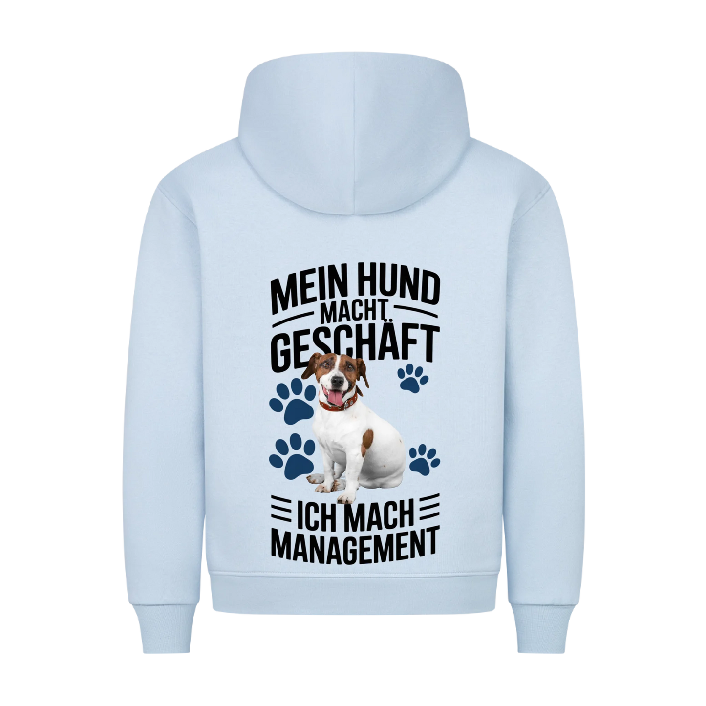 Personalisierbares Hunde Hoodie "Er Macht Geschäft, Ich Mach Management"